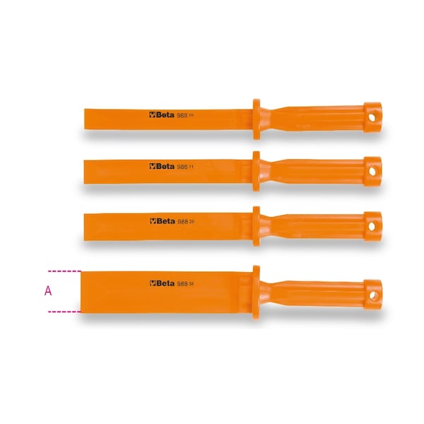 Beta 988/K4 Set of 4 Scratchproof Plastic Flat Chisels 19-21-25-38 mm 009880104 - main